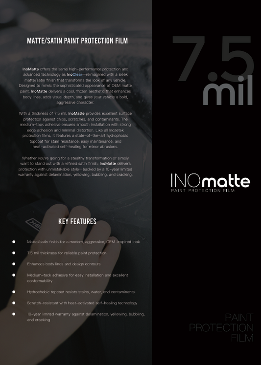 INOMATTE - 7.5MIL Matte Paint Protection Film 60" x 50FT